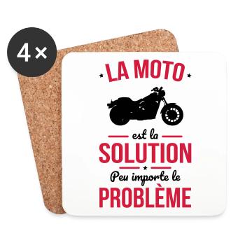 La moto est la solution peu importe le problème - Dessous de verre (lot de 4) - blanc - Devant