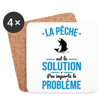 La pêche est la solution peu importe le problème - Dessous de verre (lot de 4) - blanc - Devant