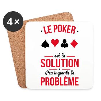 Le poker est la solution peu importe le problème - Dessous de verre (lot de 4) - blanc - Devant