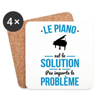 Le piano est la solution peu importe le problème - Dessous de verre (lot de 4) - blanc - Devant