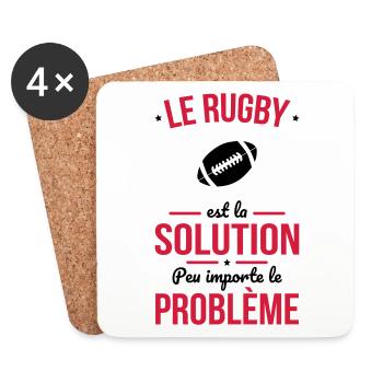 Le rugby est la solution peu importe le problème - Dessous de verre (lot de 4) - blanc - Devant