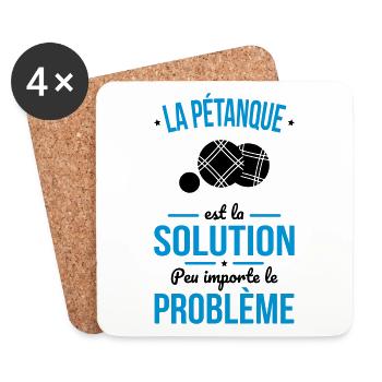 Pétanque est la solution peu importe le problème - Dessous de verre (lot de 4) - blanc - Devant