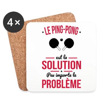 Ping-pong est la solution peu importe le problème - Dessous de verre (lot de 4) - blanc - Devant