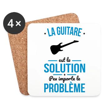 La guitare est la solution peu importe le problème - Dessous de verre (lot de 4) - blanc - Devant