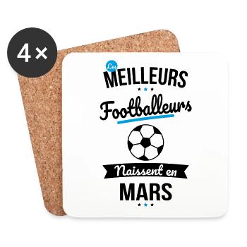 Les meilleurs footballeurs naissent en Mars - Dessous de verre (lot de 4) - blanc - Devant