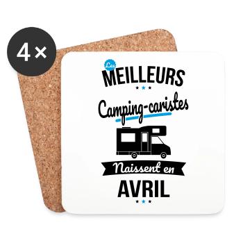 Les meilleurs camping-caristes naissent en Avril - Dessous de verre (lot de 4) - blanc - Devant