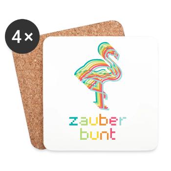Zauberbunt - Flamingo - Wortschätze - Untersetzer (4er-Set) - Weiß - Vorne