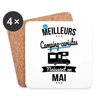 Les meilleurs camping-caristes naissent en Mai - Dessous de verre (lot de 4) - blanc - Devant