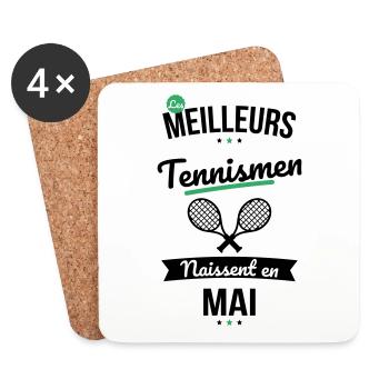 Les meilleurs tennismen naissent en Mai - Dessous de verre (lot de 4) - blanc - Devant