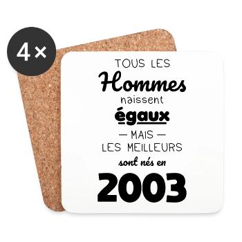 Anniversaire 20 ans - Meilleurs sont nés en 2003 - Dessous de verre (lot de 4) - blanc - Devant