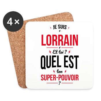 Je suis Lorrain - Super-pouvoir - Cadeau Humour - Dessous de verre (lot de 4) - blanc - Devant