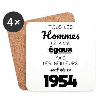 Anniversaire 70 ans - Meilleurs sont nés en 1954 - Dessous de verre (lot de 4) - blanc - Devant