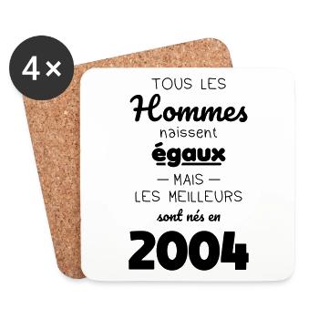 Anniversaire 20 ans - Meilleurs sont nés en 2004 - Dessous de verre (lot de 4) - blanc - Devant