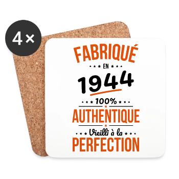 Anniversaire 80 ans - Fabriqué en 1944 - Dessous de verre (lot de 4) - blanc - Devant