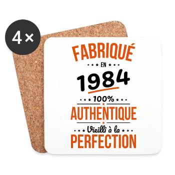 Anniversaire 40 ans - Fabriqué en 1984 - Dessous de verre (lot de 4) - blanc - Devant