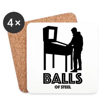 Balls of Steel - Flipper - Machine à sous - Cadeau - Dessous de verre (lot de 4) - blanc - Devant