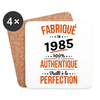 Anniversaire 40 ans - Fabriqué en 1985 - Dessous de verre (lot de 4) - blanc - Devant