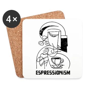 Espressionnisme - Espresso - Boire du café - Dessous de verre (lot de 4) - blanc - Devant