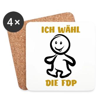 Ich wähl die FDP - Wähler - Stimme - Untersetzer (4er-Set) - Weiß - Vorne