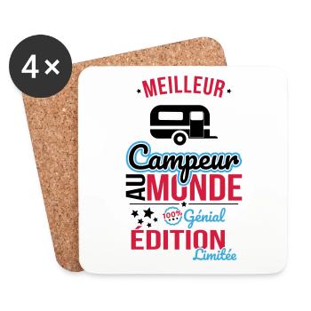 Meilleur Campeur au monde - 100% génial - Dessous de verre (lot de 4) - blanc - Devant