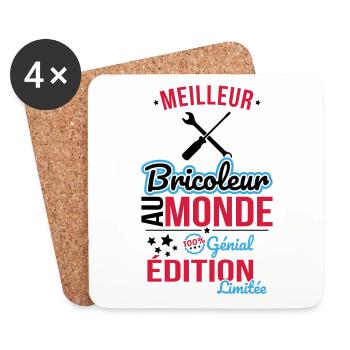 World's Best Handyman – 100% Awesome - Coasters (set of 4) - white - Front
