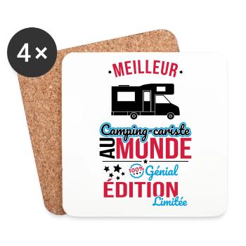Meilleur Camping-cariste au monde - 100% génial - Dessous de verre (lot de 4) - blanc - Devant