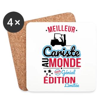 Meilleur Cariste au monde - 100% génial - Dessous de verre (lot de 4) - blanc - Devant
