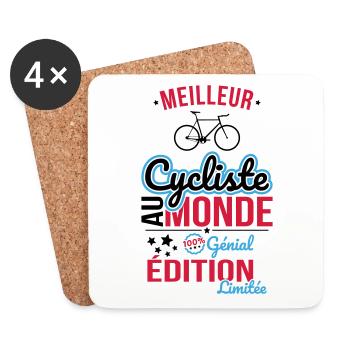 Best Cyclist in the World - 100% Awesome - Coasters (set of 4) - white - Front