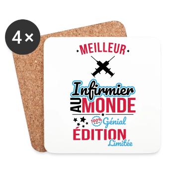 Meilleur Infirmier au monde - 100% génial - Dessous de verre (lot de 4) - blanc - Devant