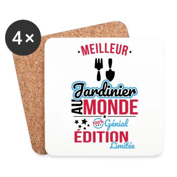 World's Best Gardener - 100% Awesome - Coasters (set of 4) - white - Front