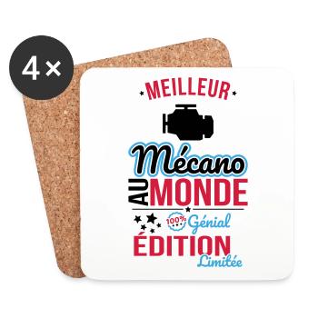 Meilleur Mécano au monde - 100% génial - Dessous de verre (lot de 4) - blanc - Devant