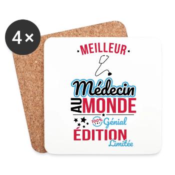 World's Best Doctor - 100% Awesome - Coasters (set of 4) - white - Front