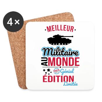 Meilleur Militaire au monde - 100% génial - Dessous de verre (lot de 4) - blanc - Devant