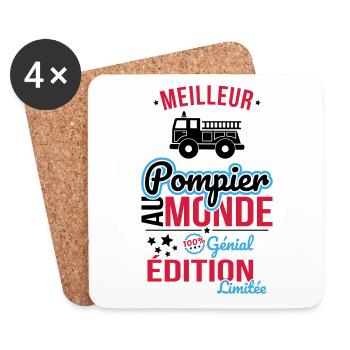 Best Firefighter in the World - 100% Awesome - Coasters (set of 4) - white - Front