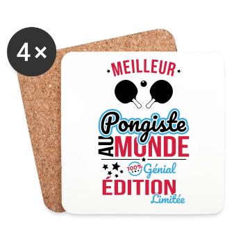 Best Table Tennis Player in the World - 100% Awesome - Coasters (set of 4) - white - Front