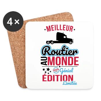 Meilleur Routier au monde - 100% génial - Dessous de verre (lot de 4) - blanc - Devant
