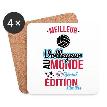 Meilleur Volleyeur au monde - 100% génial - Dessous de verre (lot de 4) - blanc - Devant