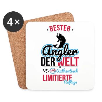 Bester Angler der Welt - 100% Authentisch - Untersetzer (4er-Set) - Weiß - Vorne