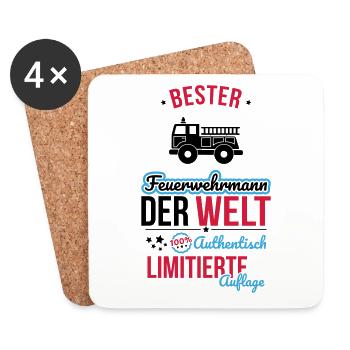 Best Firefighter in the World - 100% Authentic - Coasters (set of 4) - white - Front
