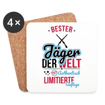 Bester Jäger der Welt - 100% Authentisch - Untersetzer (4er-Set) - Weiß - Vorne