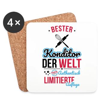 Bester Konditor der Welt - 100% Authentisch - Untersetzer (4er-Set) - Weiß - Vorne