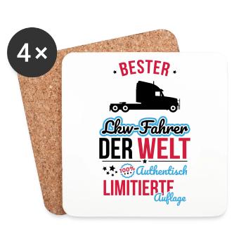 Bester Lkw-Fahrer der Welt - 100% Authentisch - Untersetzer (4er-Set) - Weiß - Vorne