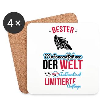Best Motorcyclist in the World - 100% Authentic - Coasters (set of 4) - white - Front