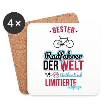 Bester Radfahrer der Welt - 100% Authentisch - Untersetzer (4er-Set) - Weiß - Vorne