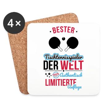 Meilleur joueur de tennis de table - 100 % authentique - Dessous de verre (lot de 4) - blanc - Devant