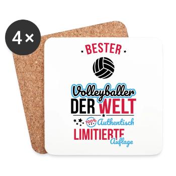 Meilleur joueur de volley-ball du monde - 100 % authentique - Dessous de verre (lot de 4) - blanc - Devant