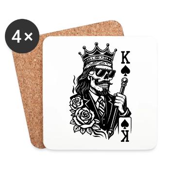King of Spades – Chicano Skull Style - Untersetzer (4er-Set) - Weiß - Vorne