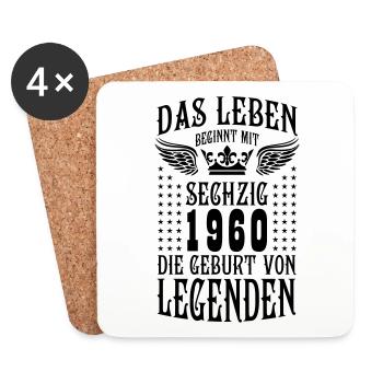 Das Leben beginnt mit 60 Geburt von Legenden 1960 - Untersetzer (4er-Set) - Weiß - Vorne