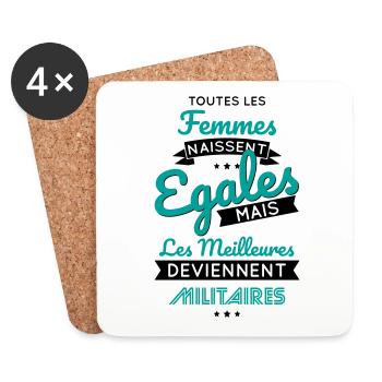 Femmes égales les meilleures deviennent militaires - Dessous de verre (lot de 4) - blanc - Devant