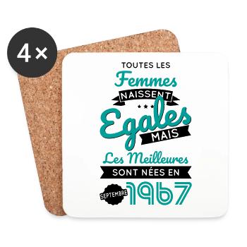 Anniversaire 55 ans - Meilleures Septembre 1967 - Dessous de verre (lot de 4) - blanc - Devant